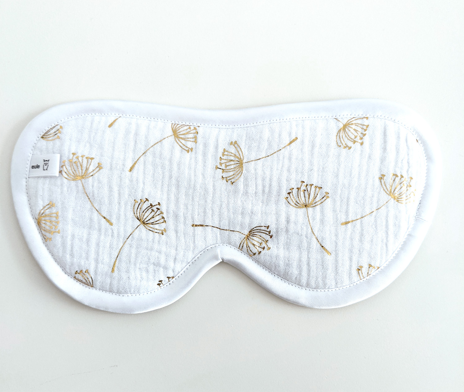 schlafbrille aus gecrashter baumwolle mit pusteblumen