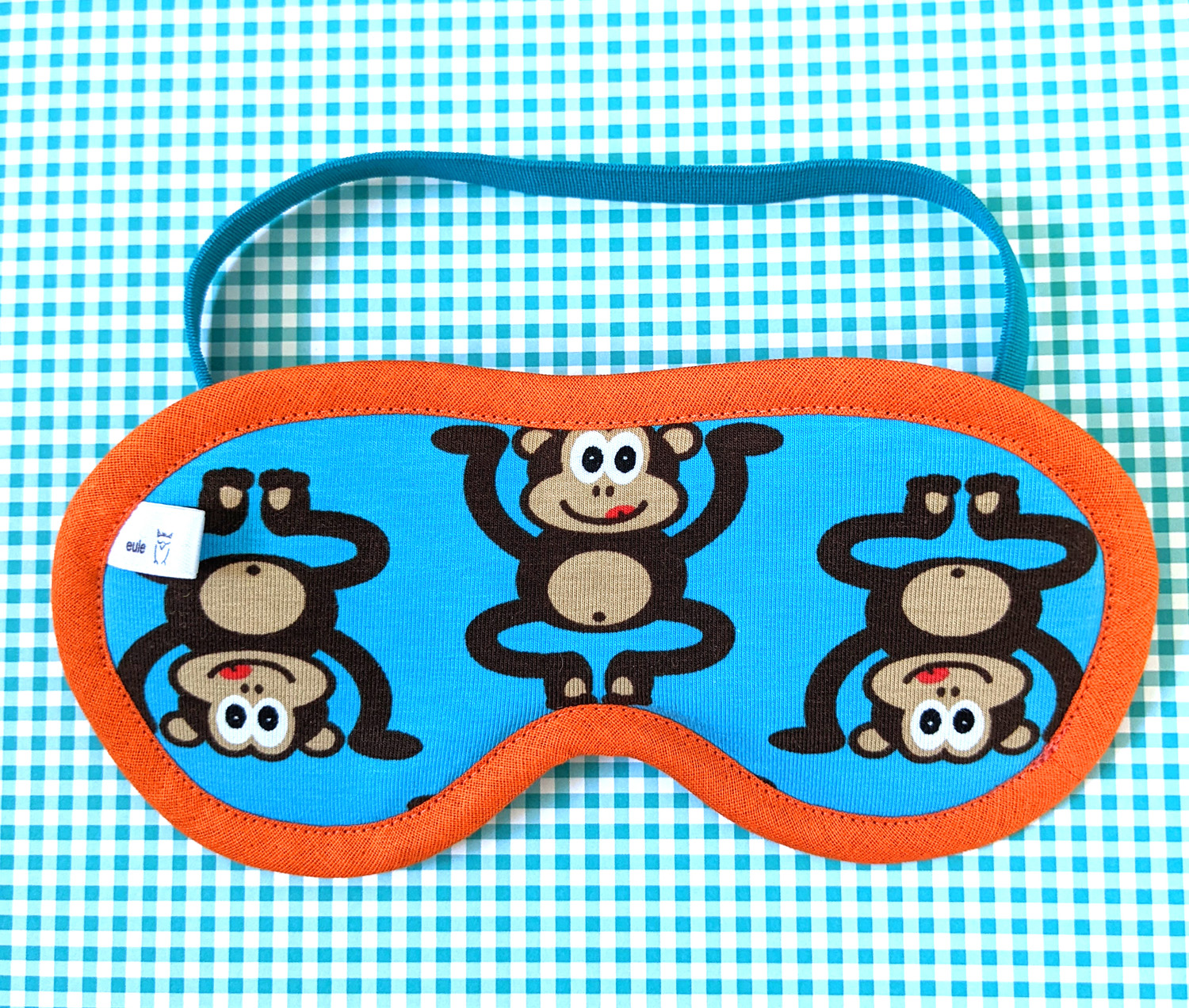 kinder-schlafbrille aus weichem Baumwolljersey mit kleinen Affen