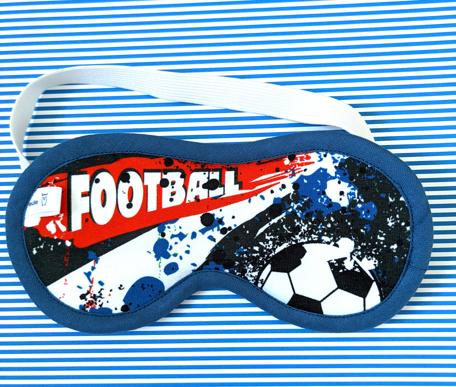 kinder-schlafbrille aus weichem Baumwolljersey mit Fussball