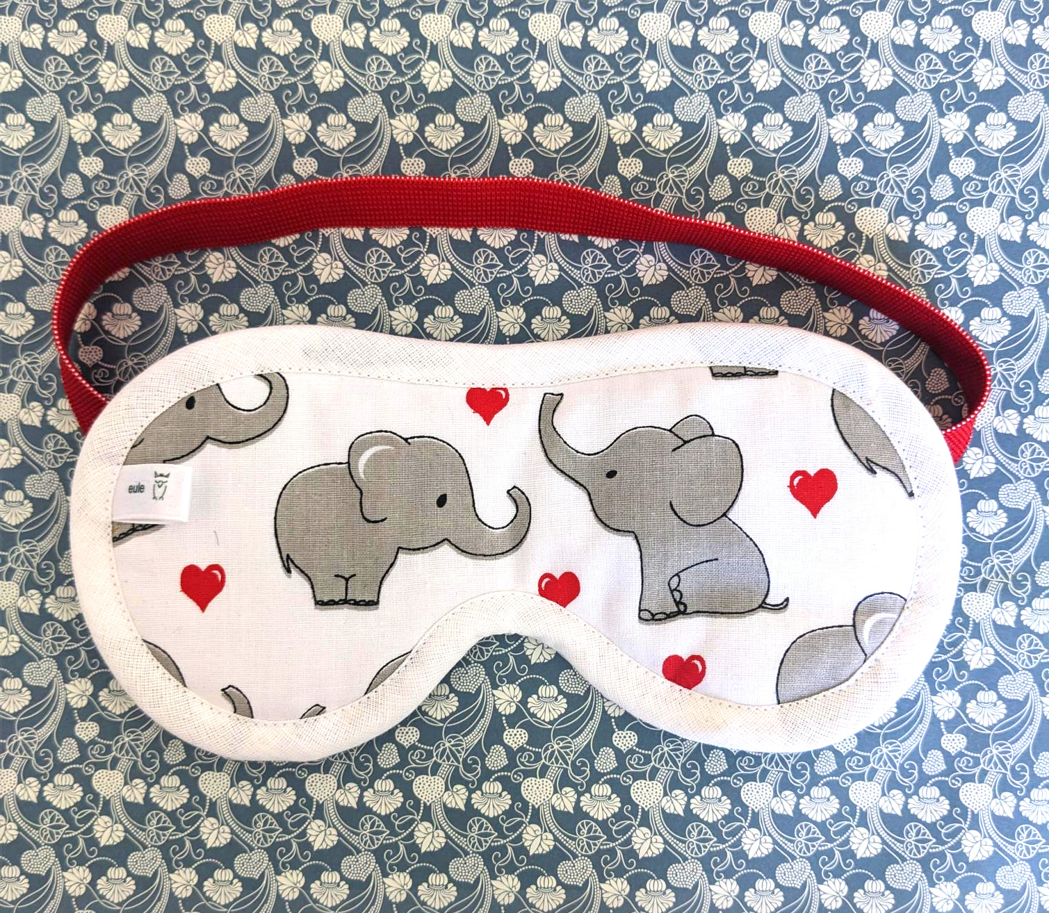 kinder-schlafbrille aus weichem Baumwolljersey mit Elefanten