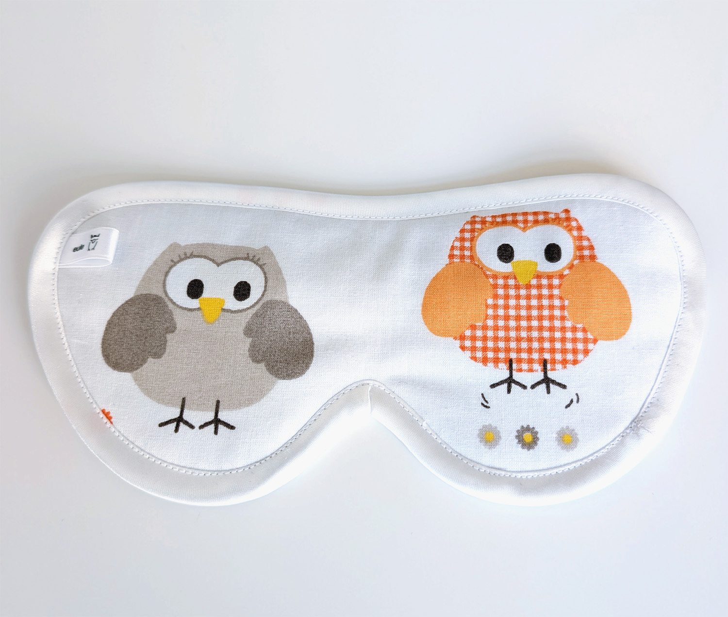 schlafbrille aus hochwertiger baumwolle mit zwei eulen